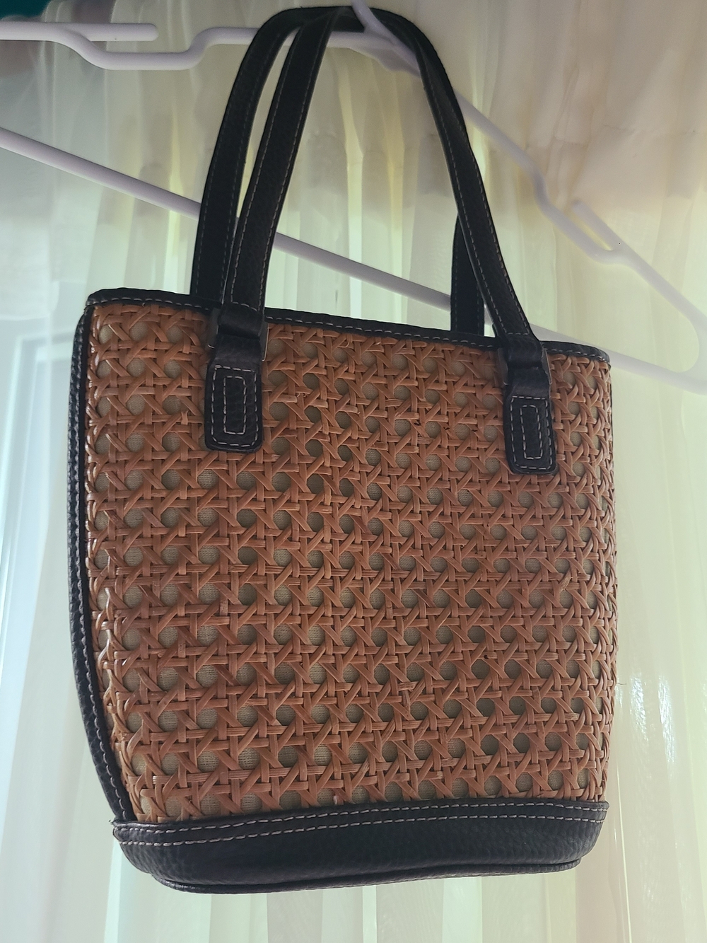 Liz Claiborne Brown Woven Mini Tote with Brown Trim